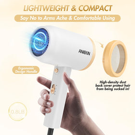 ANIEKIN hair dryer back view highlighting lightweight, easy handling