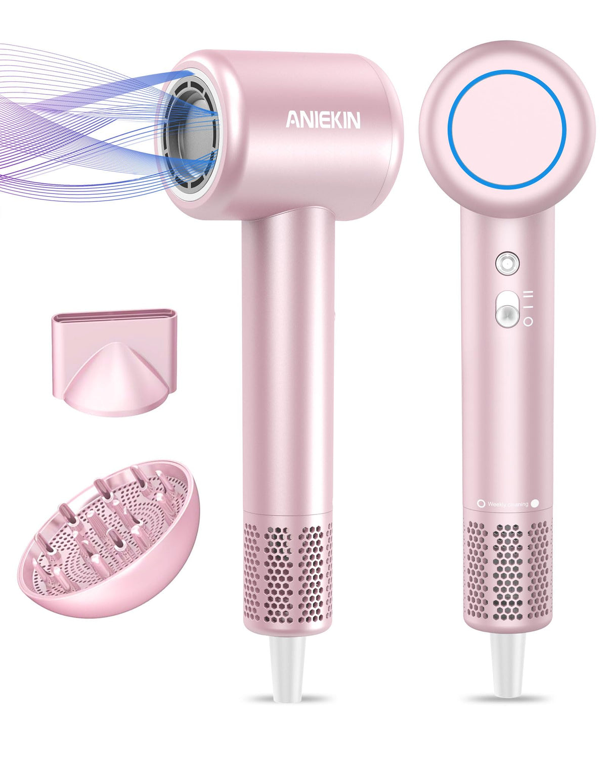 ANIEKIN hair dryer with brushless motor for fast drying and quiet operation.