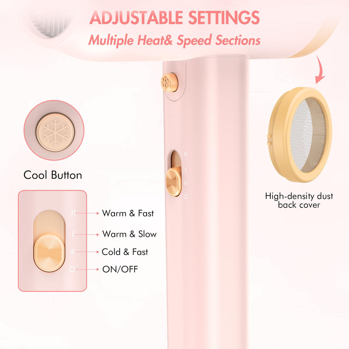 ANIEKIN hair dryer heat settings highlighted for customized styling
