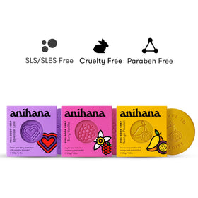 ANIHANA Feel-Good Soap Mango scent close-up bar highlighting hydrating coconut oil and shea butter