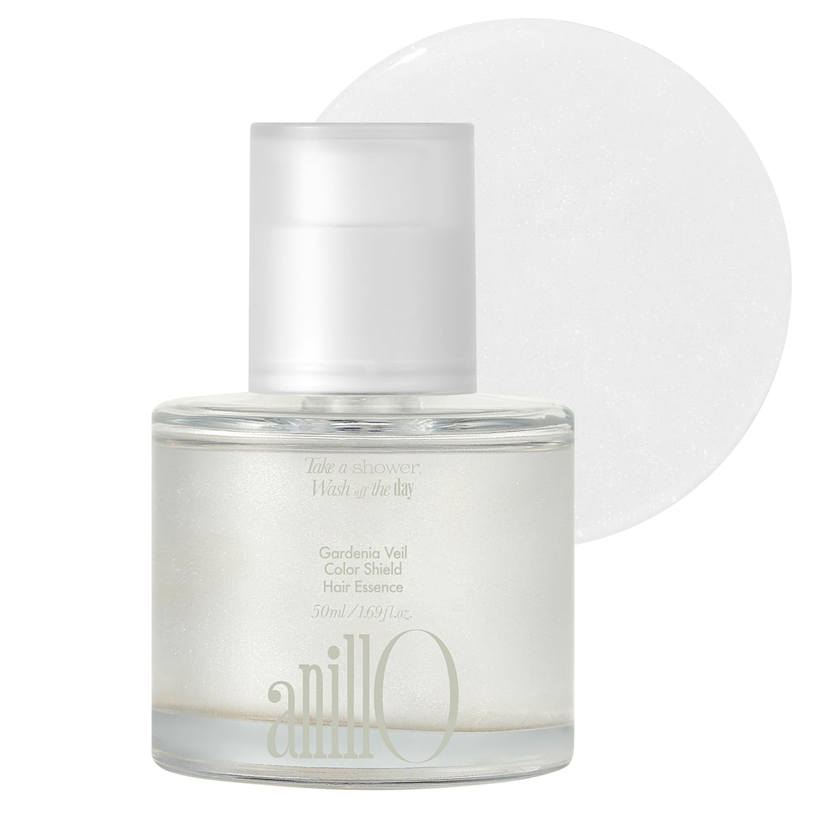 ANILLO Gardenia Veil Color Shield bottle demonstrates color protection and radiant shine.