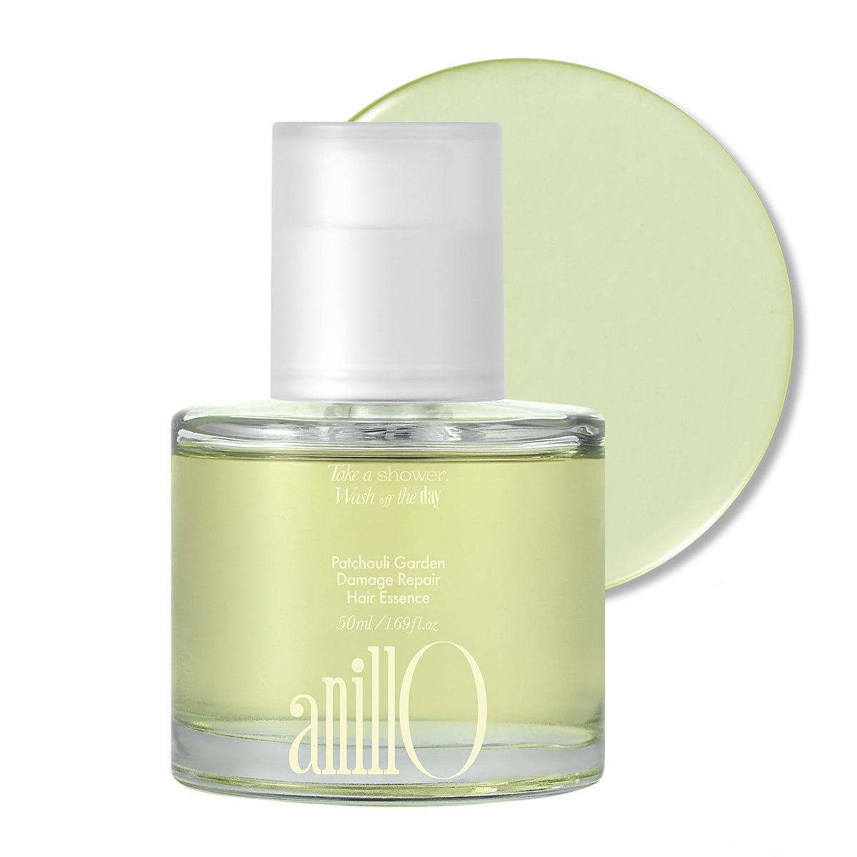 ANILLO Patchouli Garden Hair Essence bottle shows protein-rich formula for stronger strands.