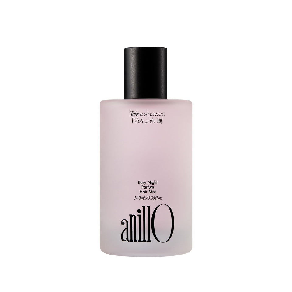 ANILLO Rosy Night bottle pour releasing long-lasting floral musk aroma for all hair types.