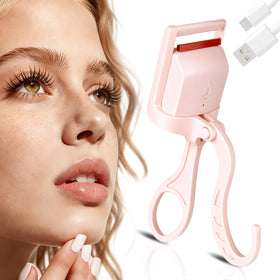 Anitiate C-Shaped Heated Eyelash Curler front view showing quick curl results