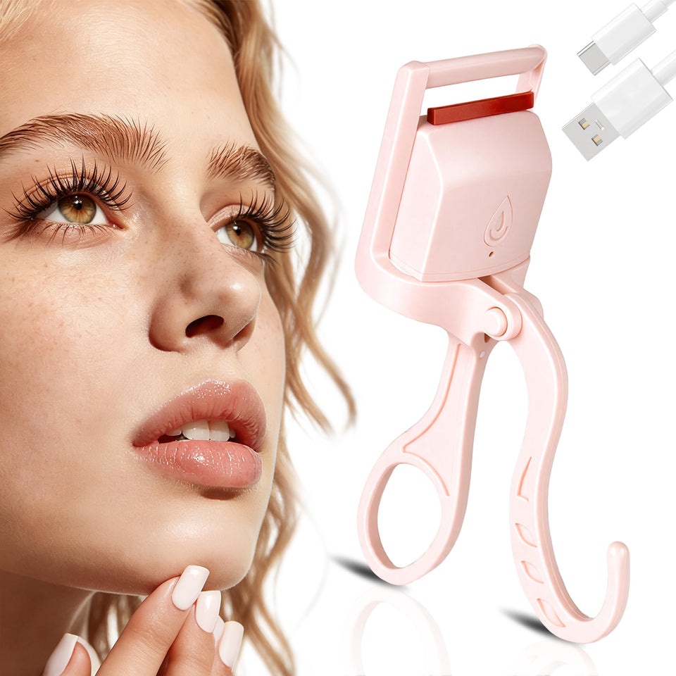 Anitiate C-Shaped Heated Eyelash Curler front view showing quick curl results
