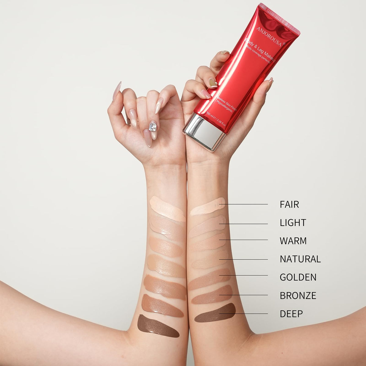 ANJOROUSA Tattoo Cover Up Makeup skin-tone blend across areas for even look.