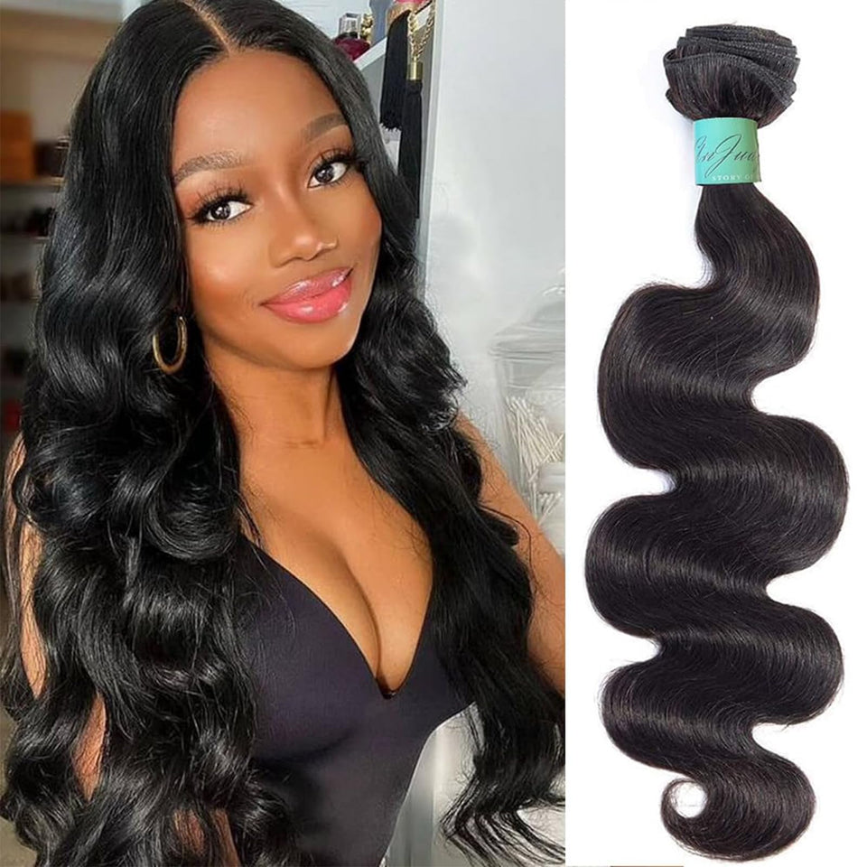 AnJudyReid 12A body wave bundle closeup shows silky texture for seamless blending.