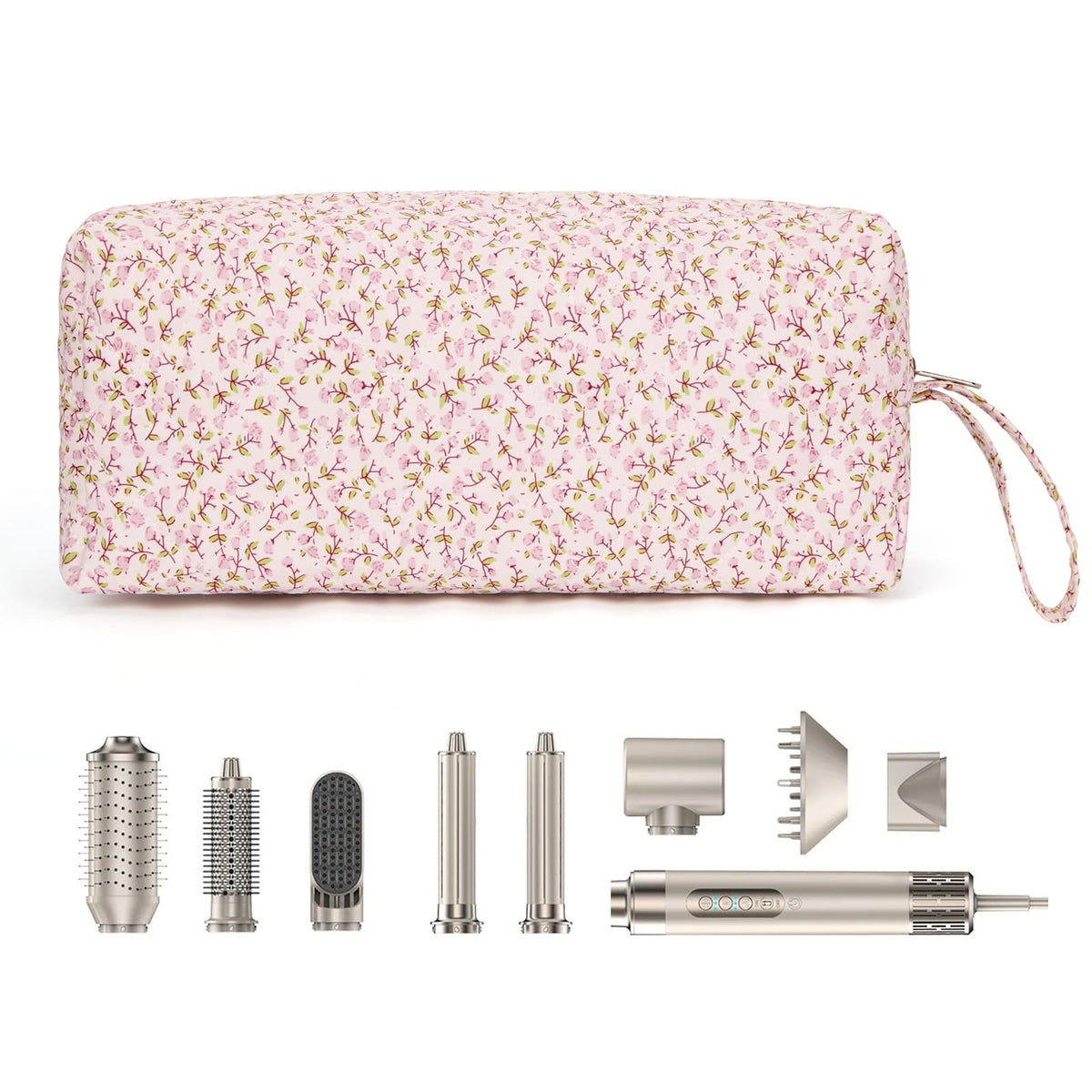 ANKICK Travel Hair Tool Bag front view highlighting floral pattern and compact size
