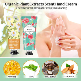 ANKOOY Rose hand cream bottle with calming floral scent for daily care.