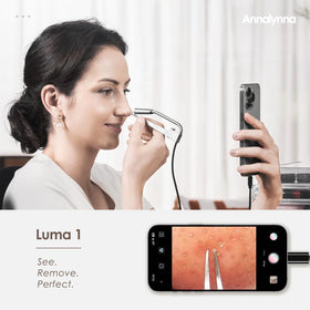 1080p HD camera with 8 LED lights captures clear pore details.