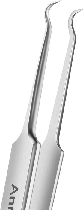 Annalynna curved tweezers packaged neatly for safe storage.