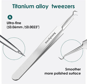 Annalynna curved tweezers protective cap keeps tips safe between uses.