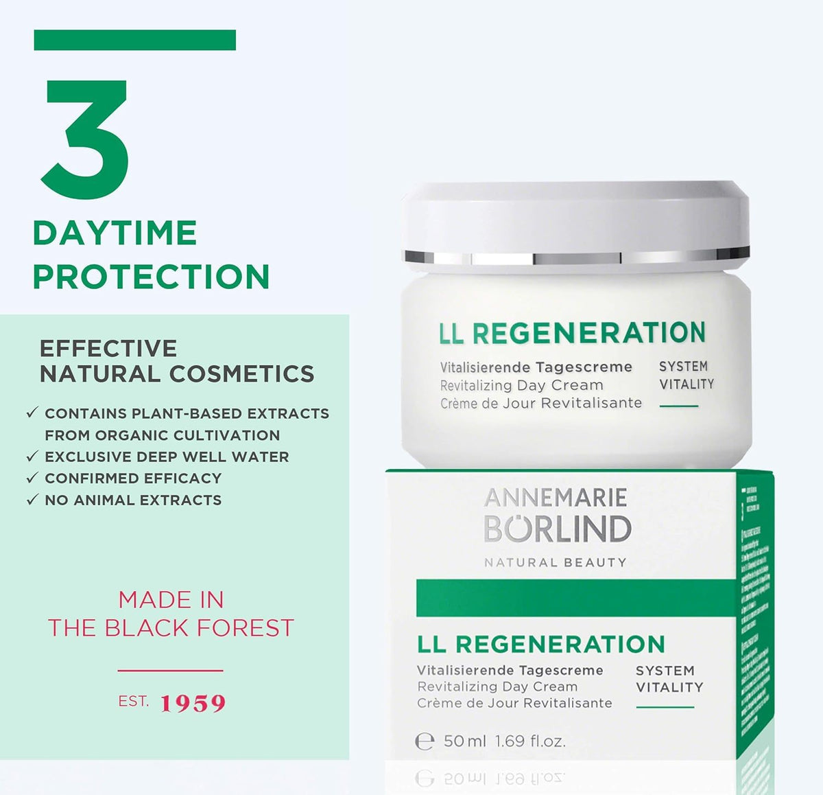 ANNEMARIE BÖRLIND LL REGENERATION biocomplex ingredients photo conveys antioxidant-rich formula.