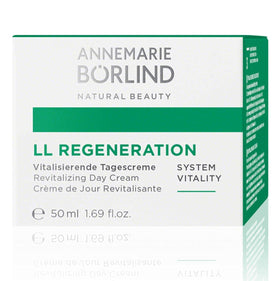 ANNEMARIE BÖRLIND LL REGENERATION bottle close-up shows convenient daily pump usage.