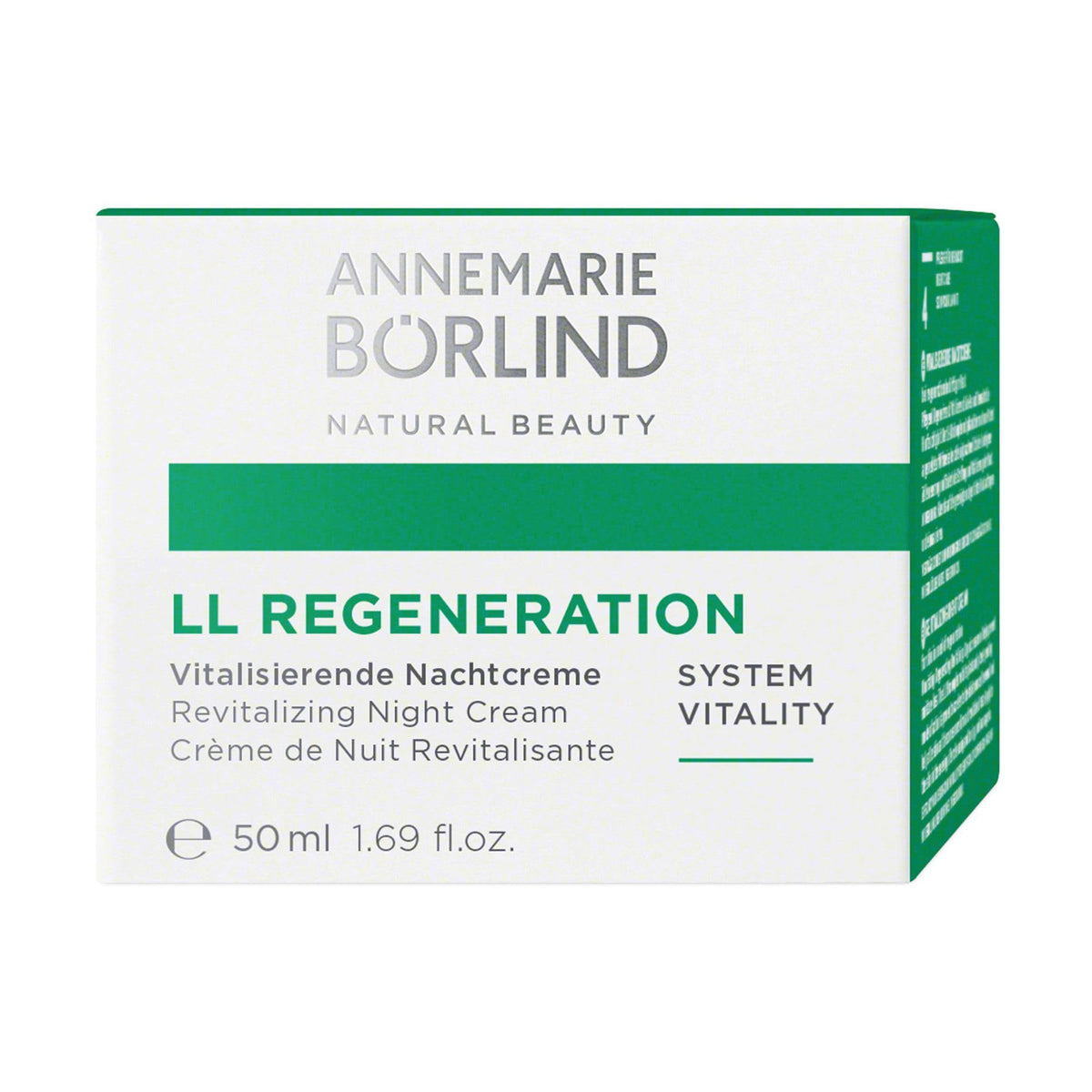 ANNEMARIE BÖRLIND LL REGENERATION jar showing creamy texture for hydration.