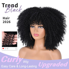 ANNISOUL Curly Afro Wig – close-up texture shows defined curls for low-maintenance style.