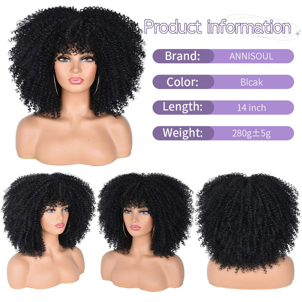 ANNISOUL Curly Afro Wig – fluffing demonstration for quick volume refresh.