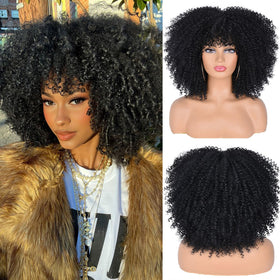 ANNISOUL Curly Afro Wig – side view highlights dramatic fullness for daily glam.
