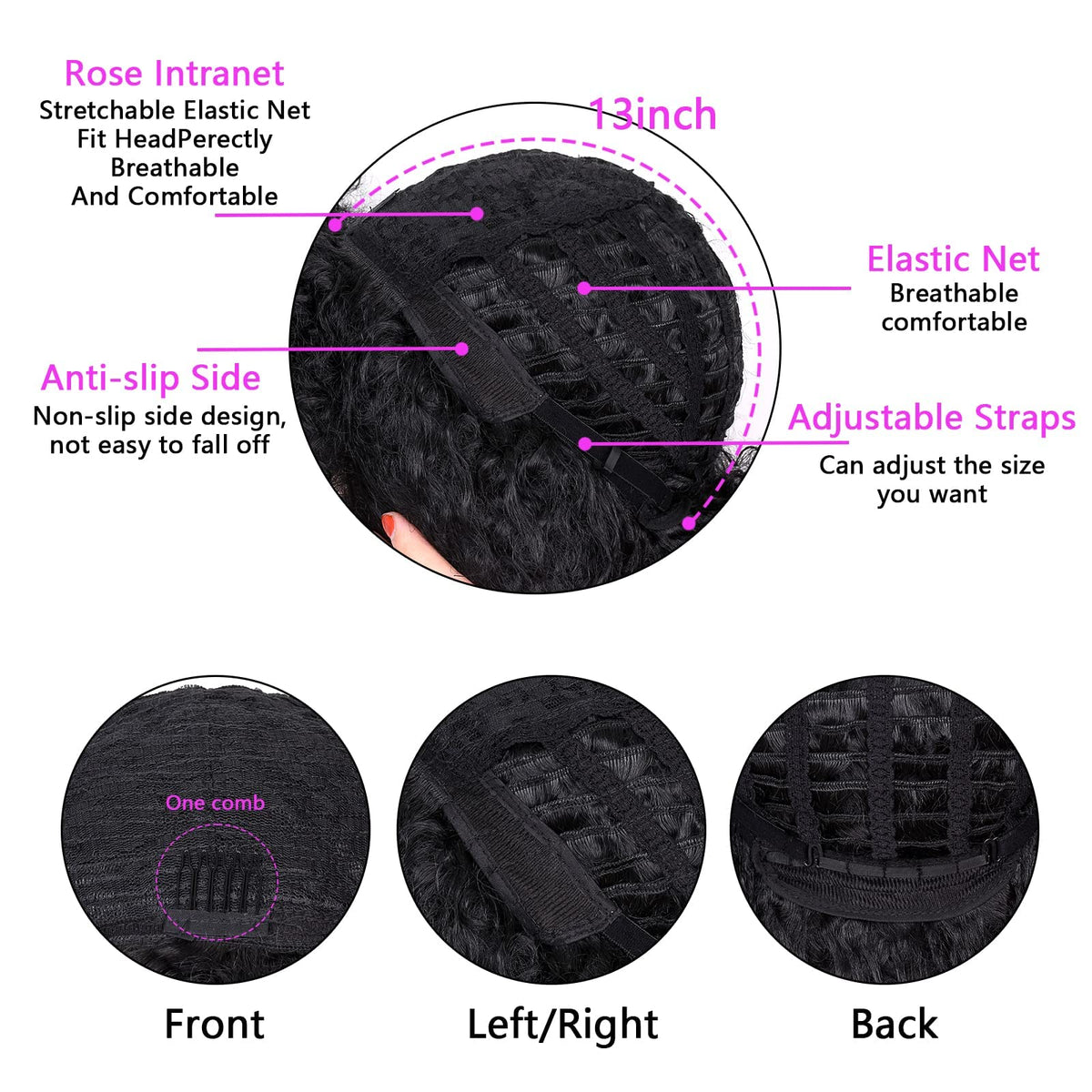 ANNISOUL short curly wig sits comfortably on larger heads thanks to breathable cap.