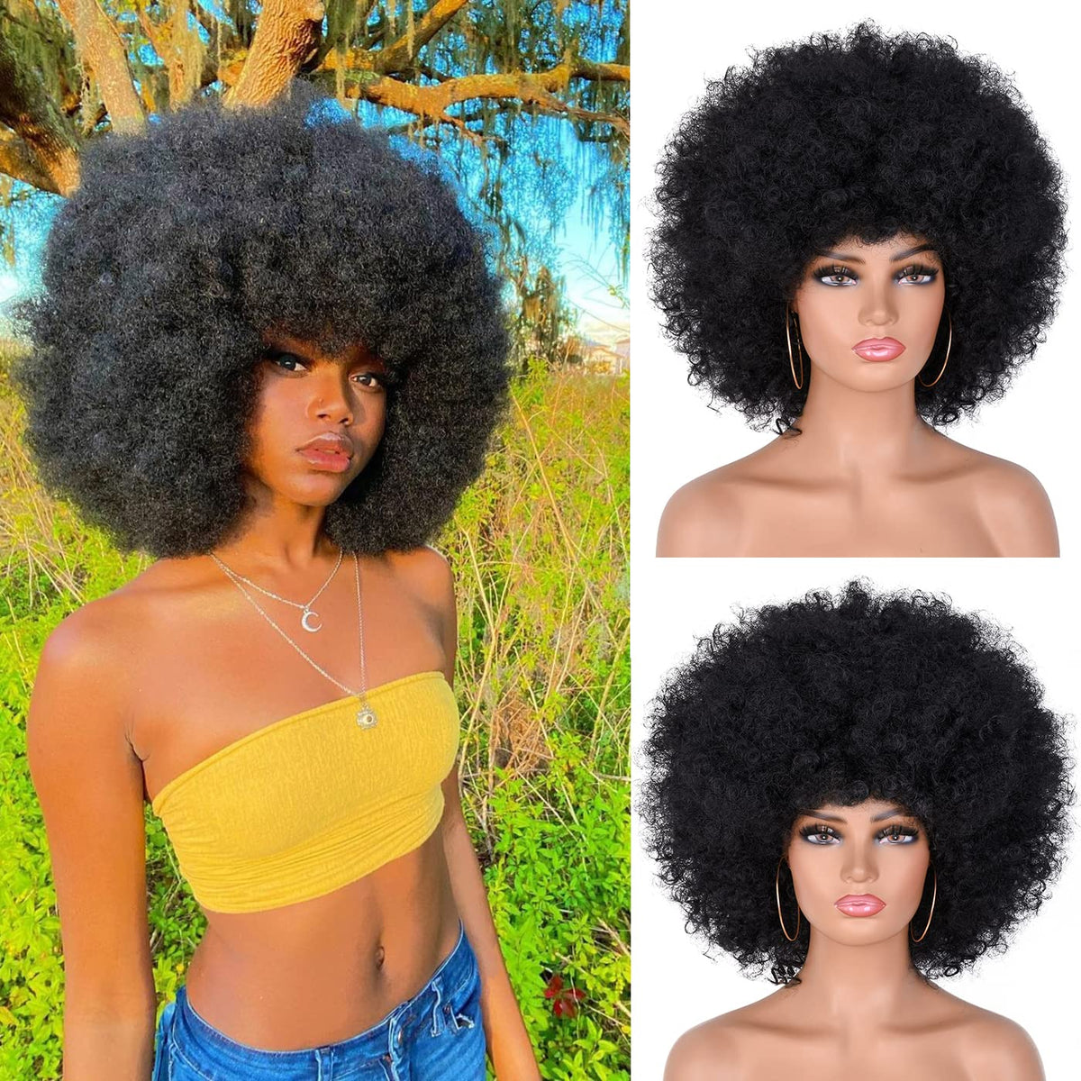 ANNISOUL Afro wig fluffy puff delivers dramatic density with lightweight comfort.
