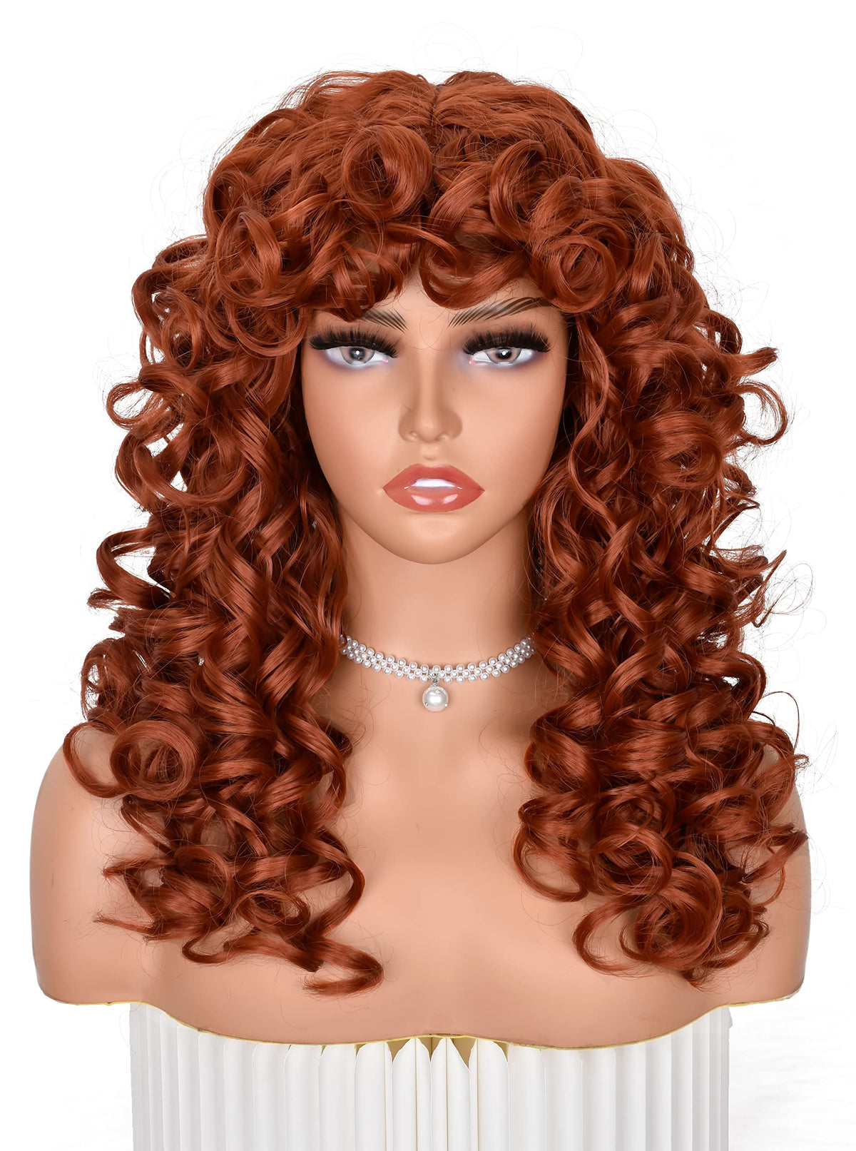 ANNISOUL copper curly wig texture appears soft and natural for effortless styling.