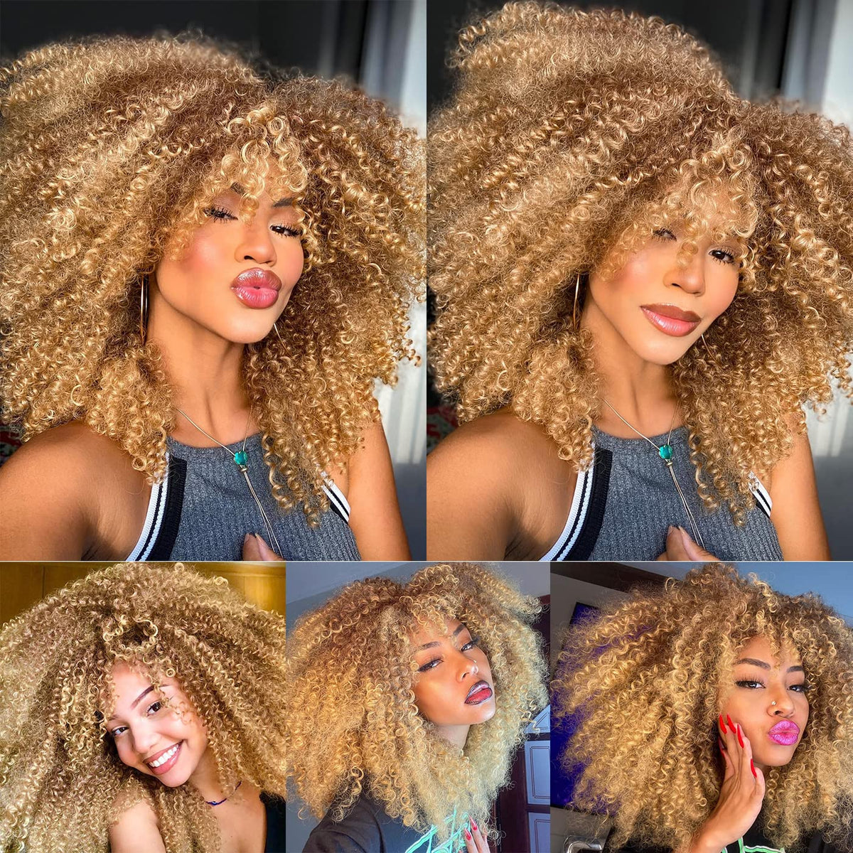 ANNISOUL ombre blonde curly wig adds vibrant color and texture