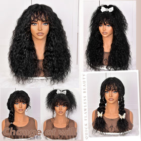 Annivia Curly Wig adjustable straps clips: customizable comfort.