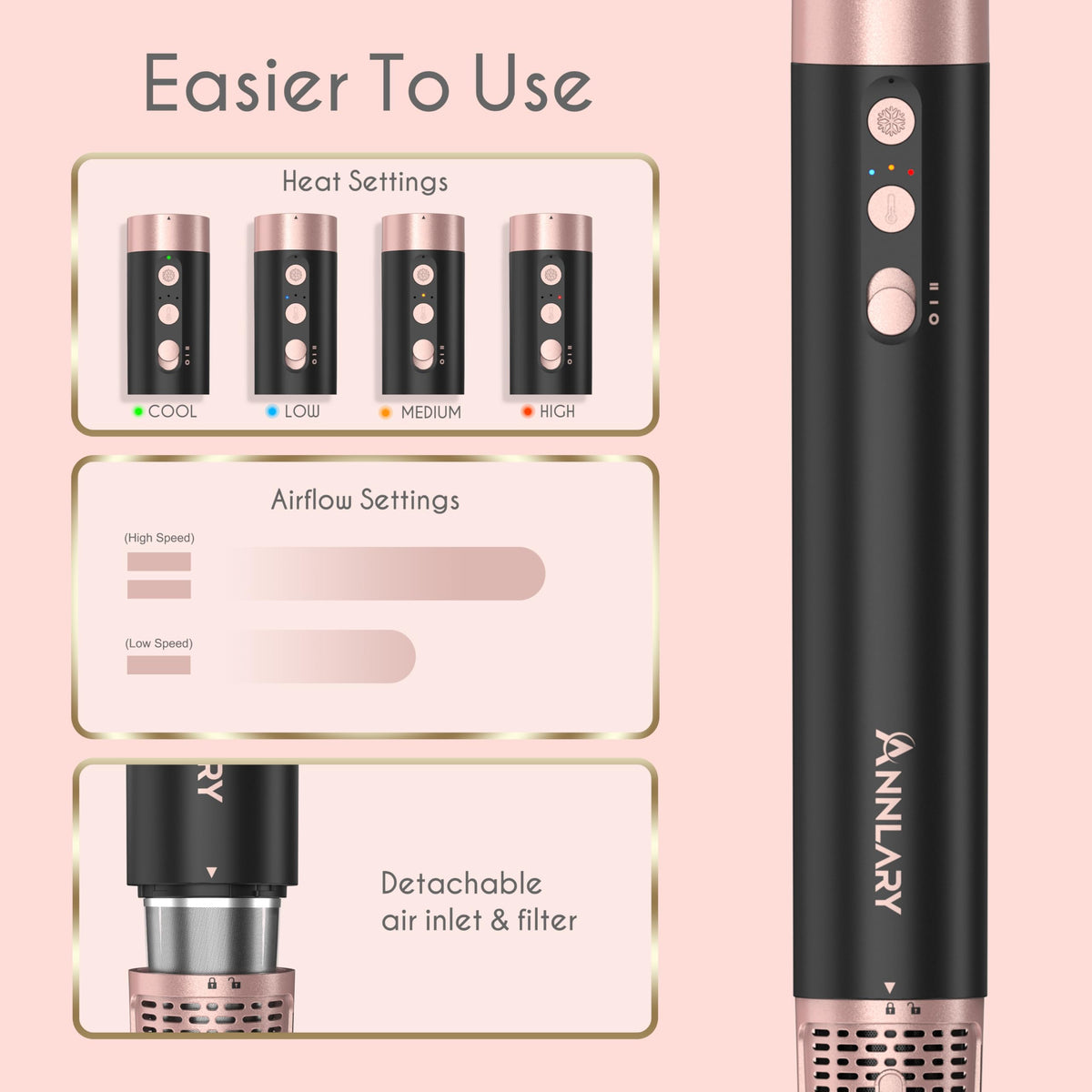 ANNLARY 360° swivel cord enables easy maneuverability