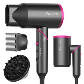 ANNLARY hair dryer with comb front view for smooth styling and quick drying.