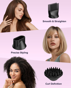 ANNLARY hair dryer with diffuser attachment helps define curls and reduce frizz.
