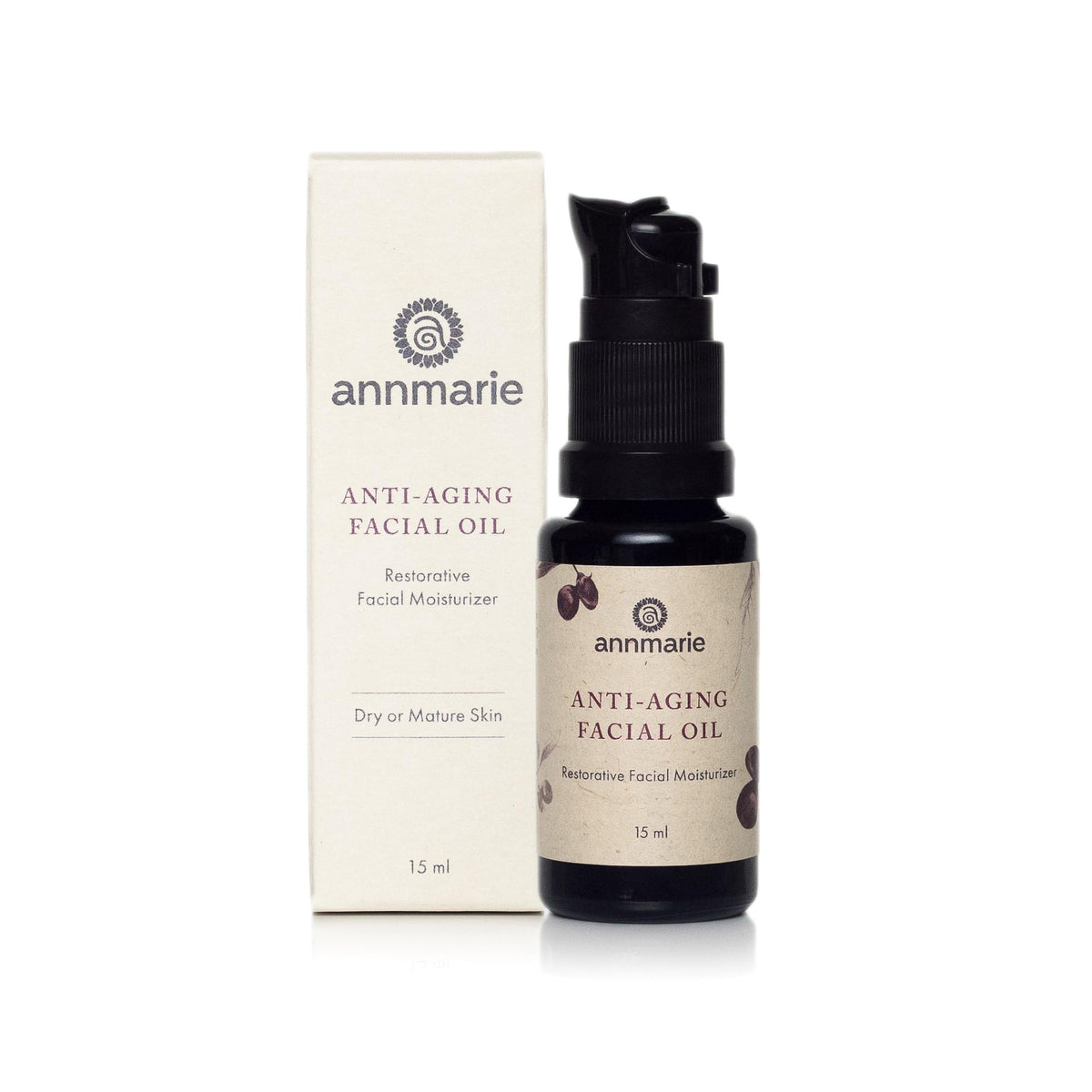 Annmarie Anti-Aging Facial Oil pump shows easy daily application
