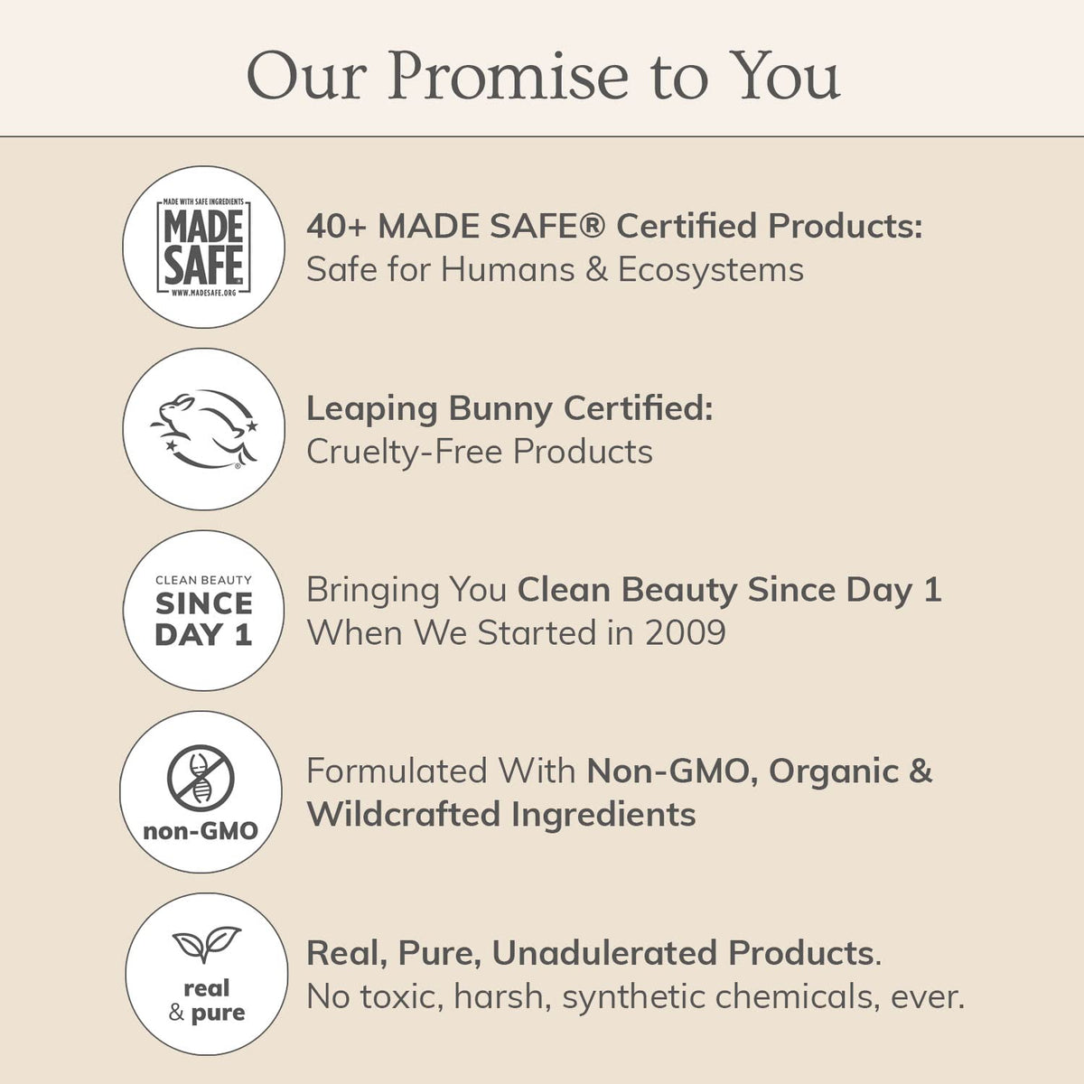 Label shows organic and wildcrafted ingredients in the Annmarie cleanser