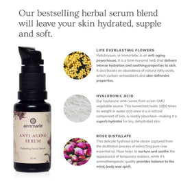 Annmarie Anti-Aging Serum amber glass bottle close-up protects delicate formula.