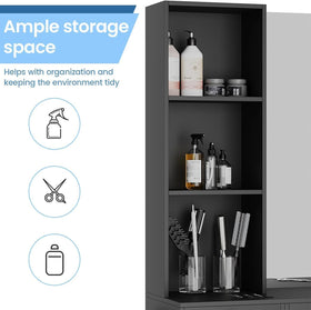 Annzoe barber station matte black finish fits modern salons.