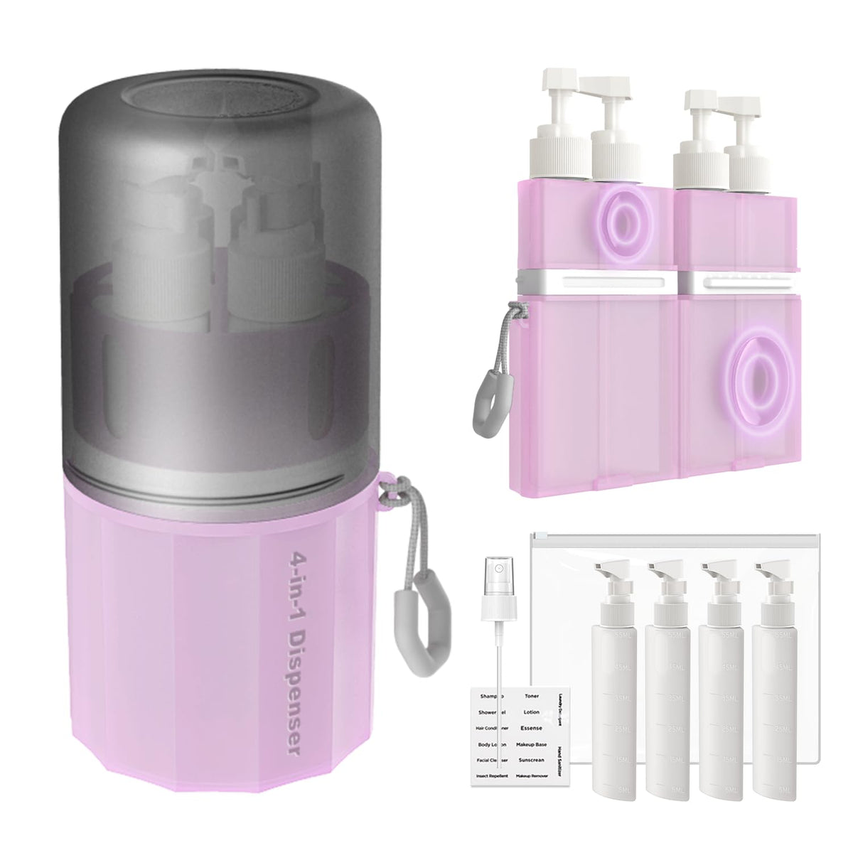 AnOis7ter 4-in-1 travel dispenser assembled for easy on-the-go use