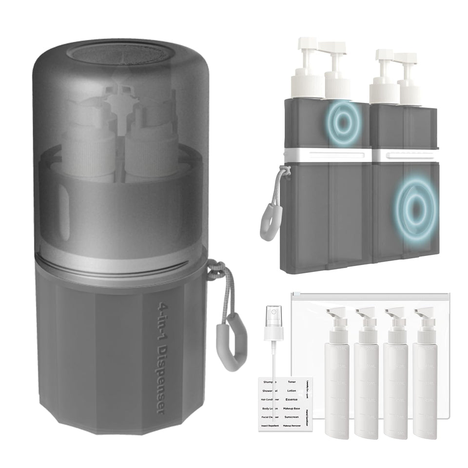 AnOis7ter 4in1 travel dispenser bottle for organized on-the-go toiletries.