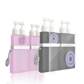 AnOis7ter 4-in-1 travel dispenser pink keeps toiletries organized on the go.
