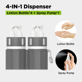 Complete kit with four 2oz bottles and pump head.