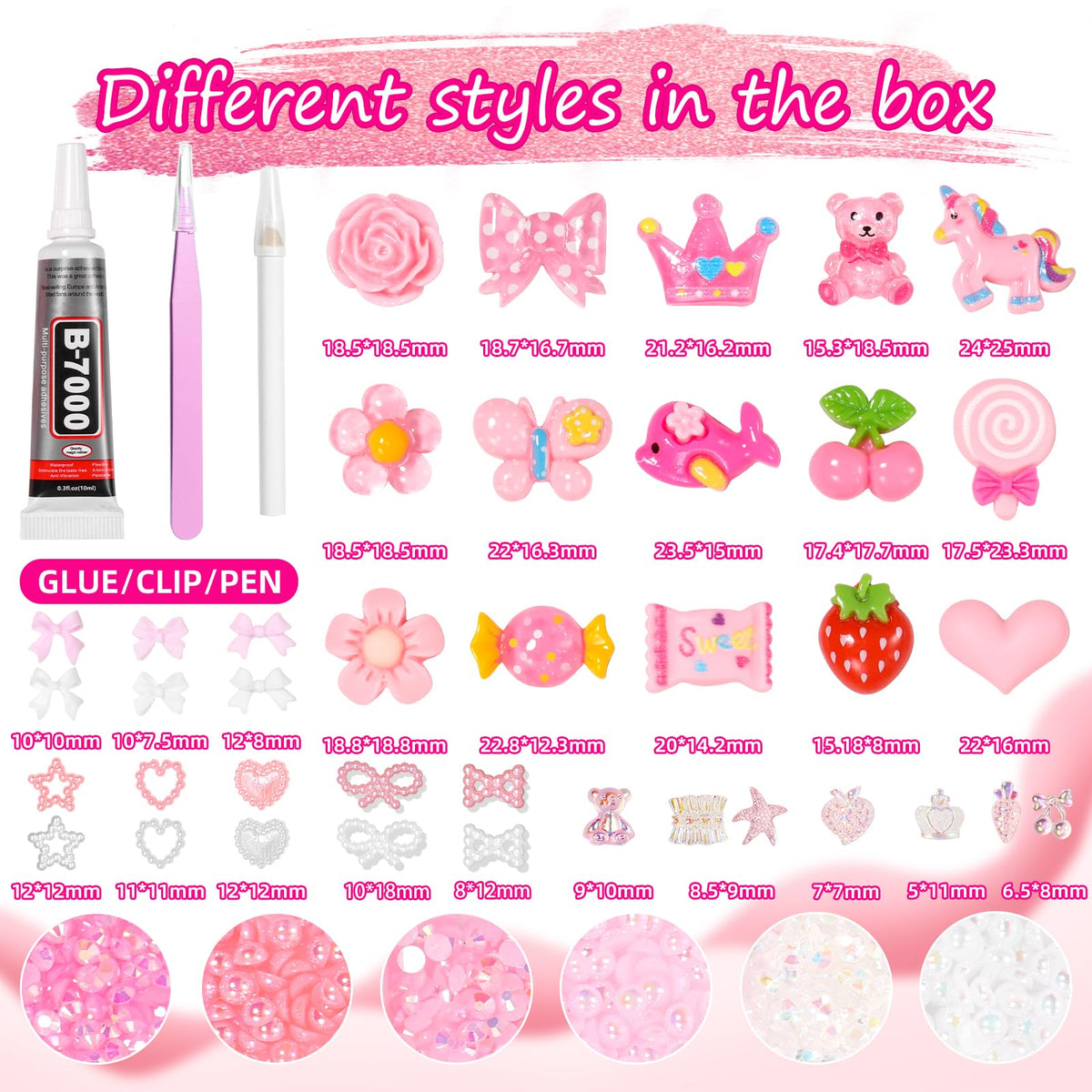 AnoleAir 3D junk case charms designs featuring bows and bears for unique embellishments.