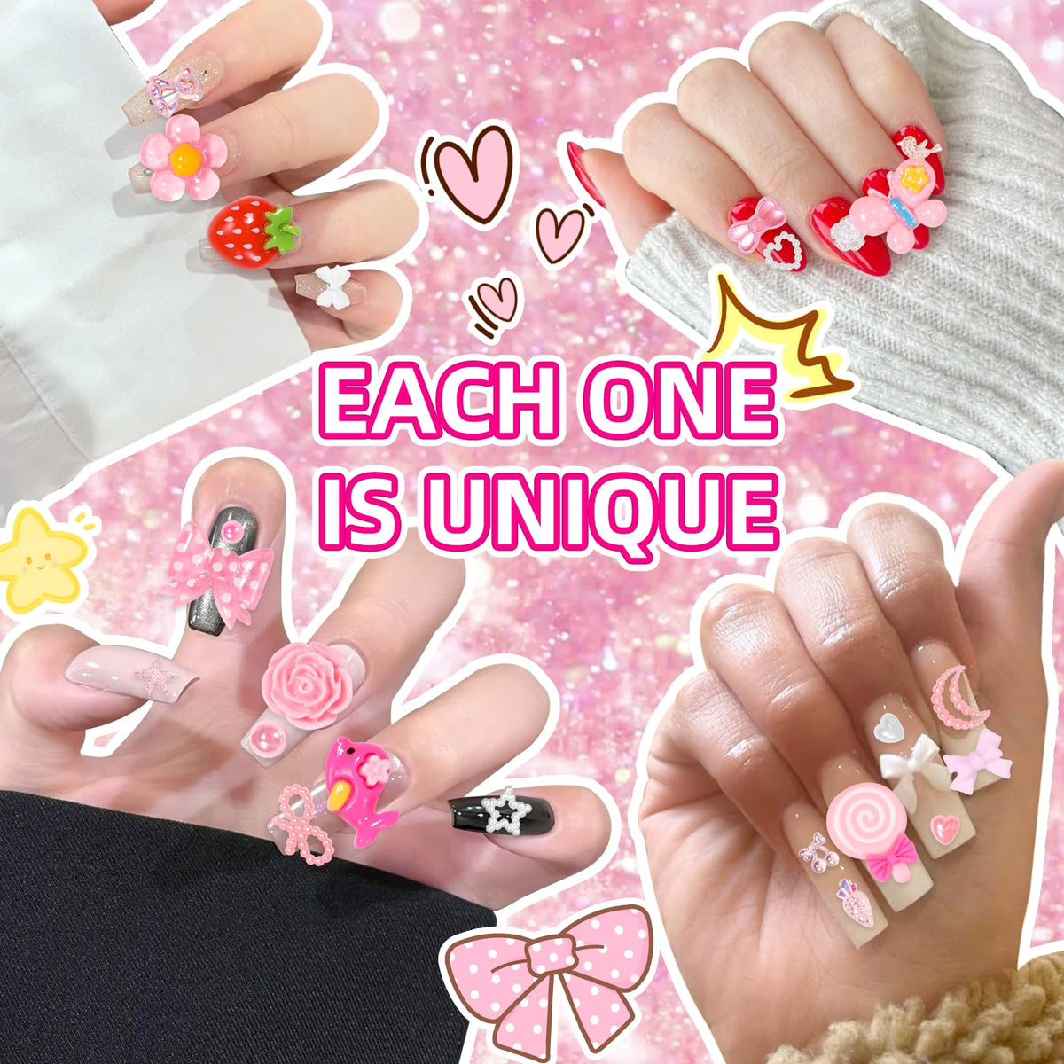 AnoleAir pink junk case charms and gems, a thoughtful gift for crafters.