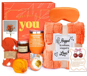 ANOTION Mothers Day orange gift box with self-care items for relaxing evenings.