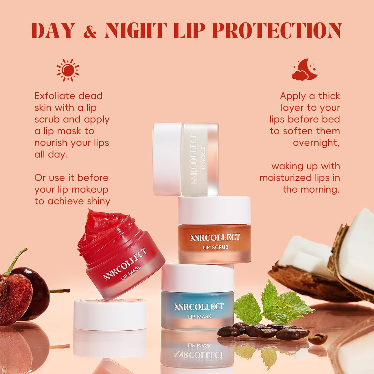 ANRCOLLECT overnight lip mask being applied for the night treatment