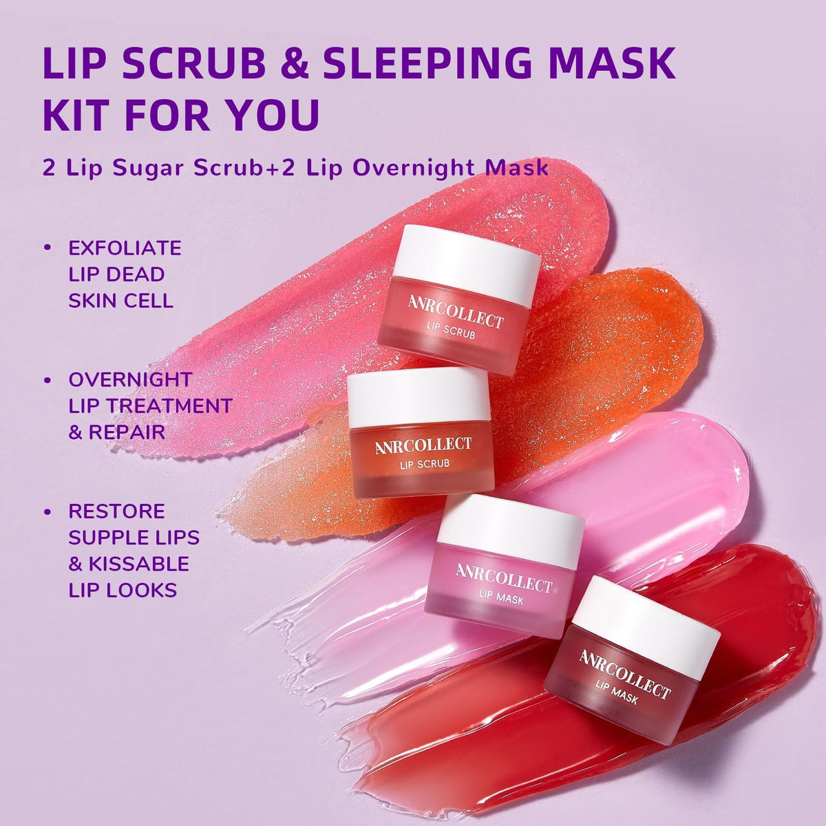 ANRCOLLECT lip scrub peach sugar: natural oils nourish while gently smoothing flakiness.