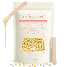 ANREACHO 2lb hard wax beads bulk pack for smoother skin and long-lasting results.