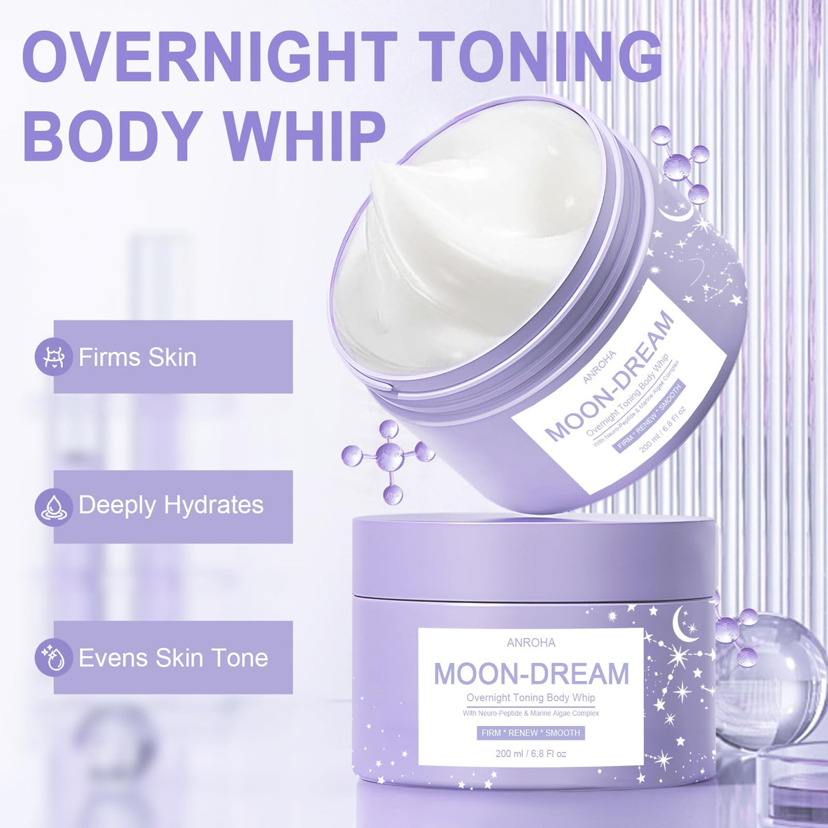 Moon Dream application on arm demonstrating easy nightly use for firmer-looking skin