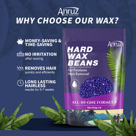 ANRUZ wax beads used for smooth underarm hair removal.