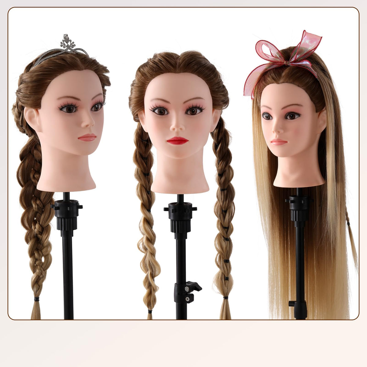 Anstar braiding practice doll head with realistic hair for knotting and texture work