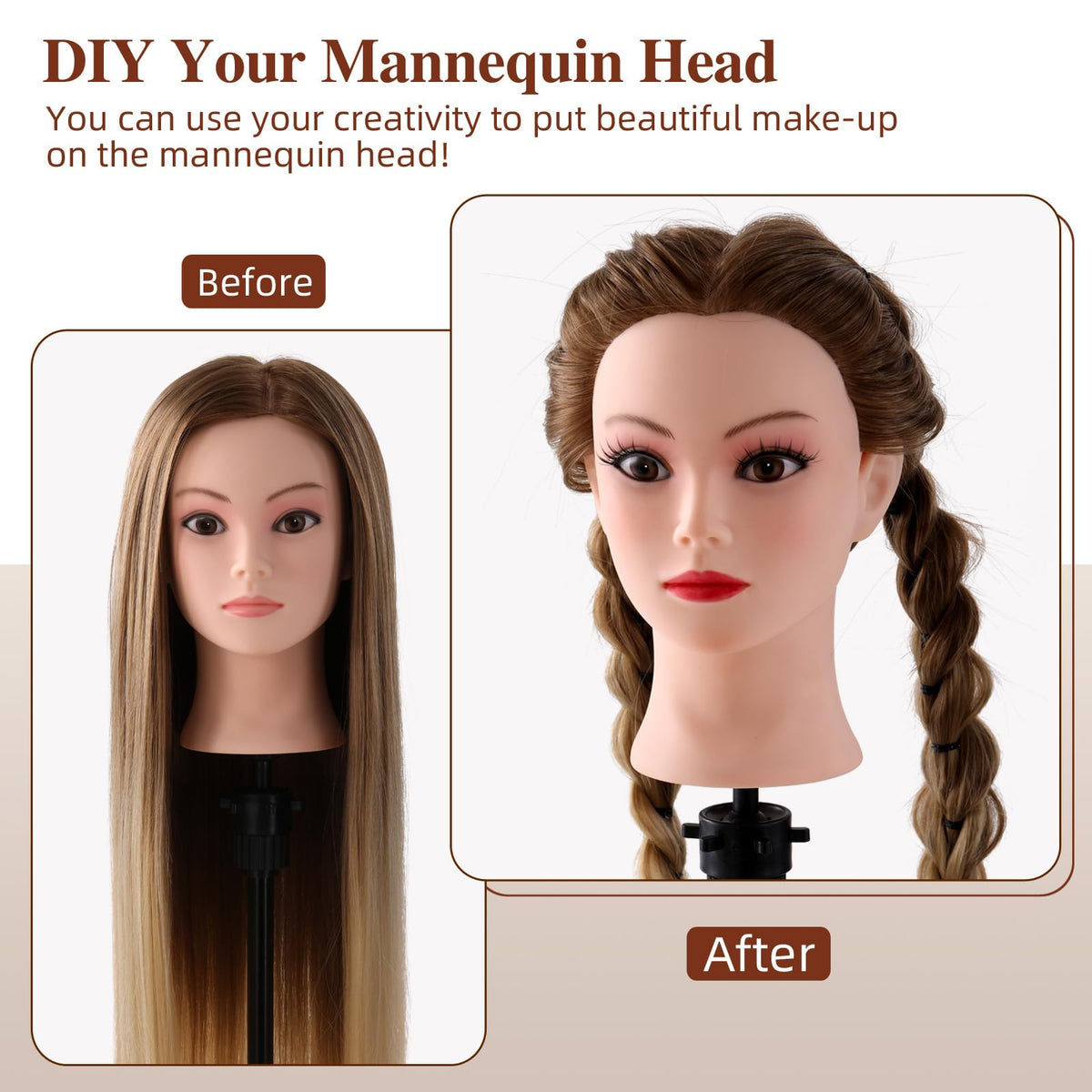 Anstar mannequin head with table clamp provides stable, hands-free styling demonstrations