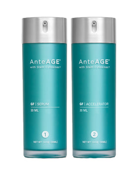 AnteAGE Accelerator bottle pump highlighting fast-acting skin support.