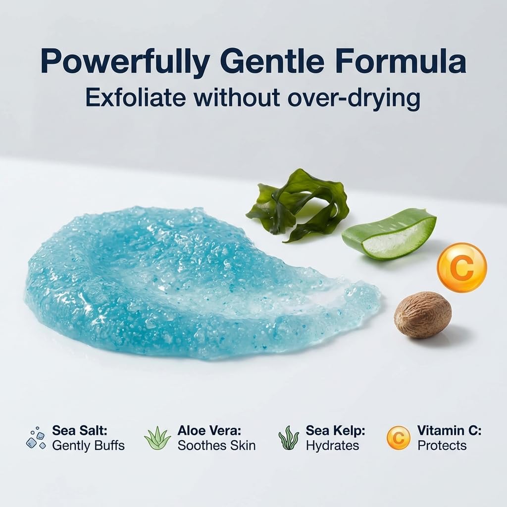 Anthony Blue Sea Kelp Body Wash pump closeup showing hydration and lather.